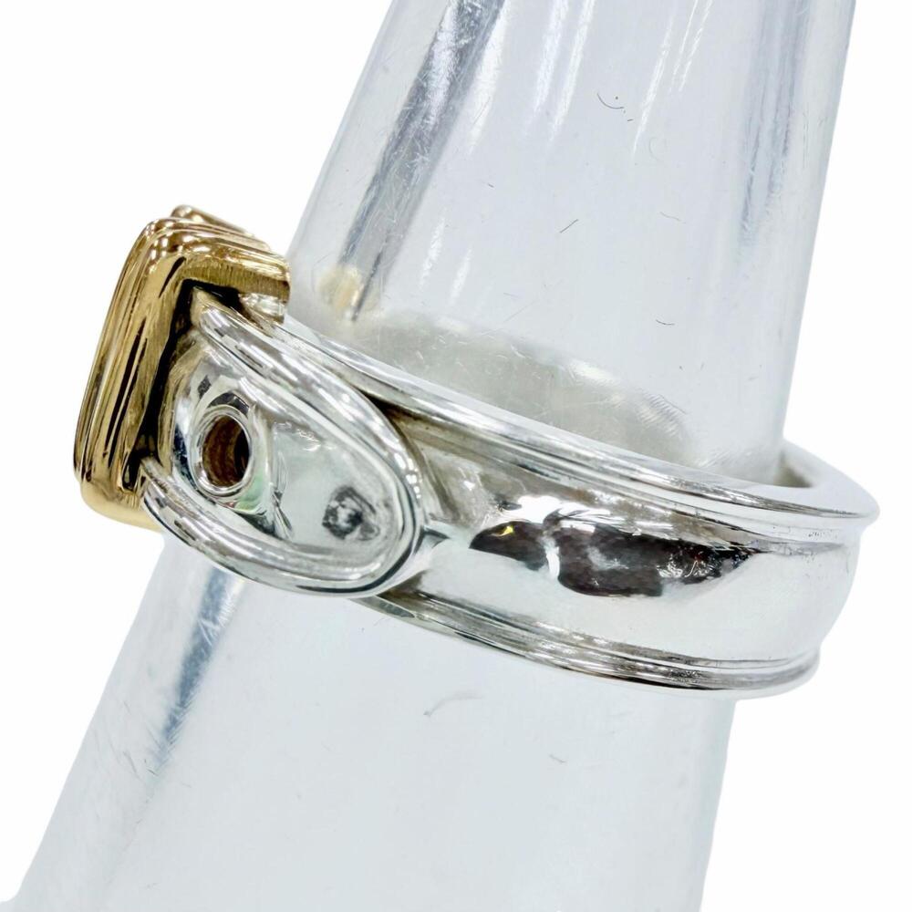 HERMES Ceinture Ring, 925/750 Combination, Silver/Gold, Weight 5.7g, Women's. - Picture 2 of 9